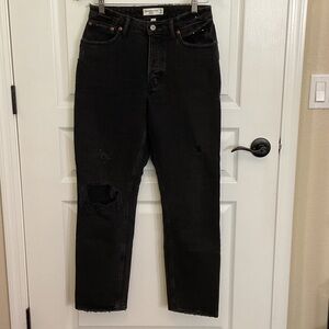 Abercrombie & Fitch Curve Love Distressed Black High Rise Jeans